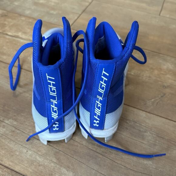 Under Armour Highlight RM Football Cleats Blue White Size 10 Mens Mid High Top - Picture 4 of 7